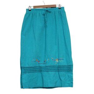 Vintage 90s Maxi Skirt XL Petite Colorful Embroidered Beach Retro Resortwear